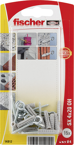 fischer Taco de expansión SX 4 x 20 con gancho de ojo