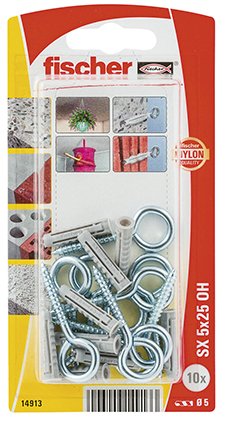 fischer Taco de expansión SX 5 x 25 con gancho de ojo