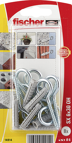 fischer Taco de expansión SX 6 x 30 con gancho de ojo
