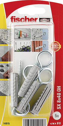 fischer Taco de expansión SX 8 x 40 con gancho de ojo