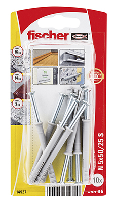Taco-clavo fischer N 5 x 50/25 S con cabeza avellanada galvanizada