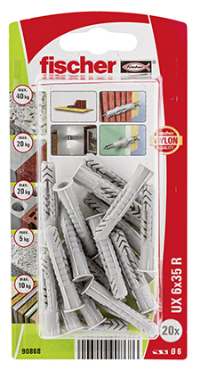 Taco universal Fischer UX 6 x 35 R K con reborde