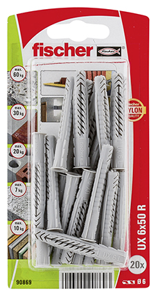 Taco universal fischer UX 6 x 50 R K con reborde