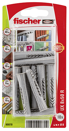 Taco universal Fischer UX 8 x 50 R K con reborde