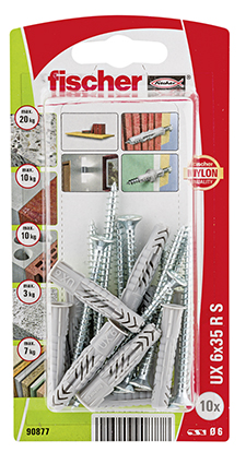 Taco universal Fischer UX 6 x 35 RS K con reborde y tornillo