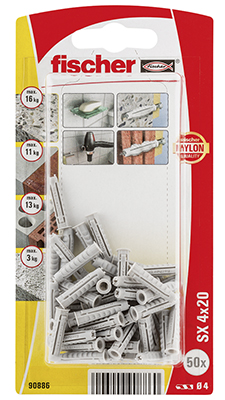 Taco de expansión Fischer SX 4 x 20 con reborde