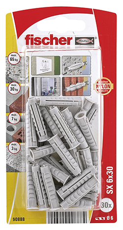 Taco de expansión Fischer SX 6 x 30 K con reborde