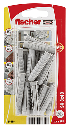Taco de expansión Fischer SX 8 x 40 K con reborde