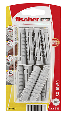 Taco de expansión Fischer SX 10 x 50 K con reborde