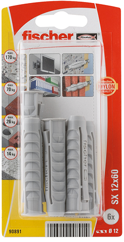 Taco de expansión Fischer SX 12 x 60 K con reborde