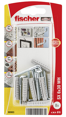 Taco de expansión Fischer SX 6 x 30 H con alcayata K