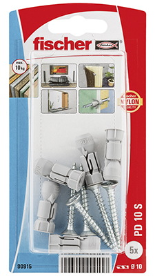 Fijación fischer para cartón-yeso PD 10 S con tornillo de aglomerado
