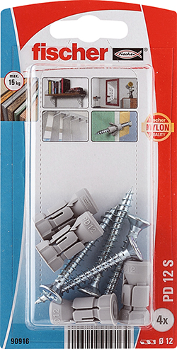 Fijación fischer para cartón-yeso PD 12 S con tornillo de aglomerado