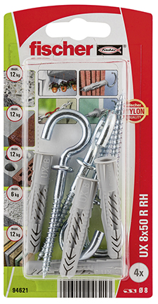 Taco universal Fischer UX 8 x 50 RH K con hembrilla abierta