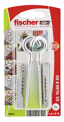 Taco universal Fischer UX 10 x 60 RH K con hembrilla abierta