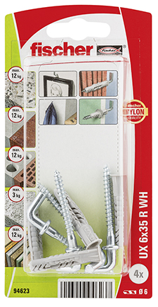 Taco universal Fischer UX 6 x 35 WH K con alcayata