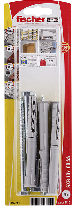 Fijación para marcos Fischer SXR 10 x 100 SS K con cabeza hexagonal