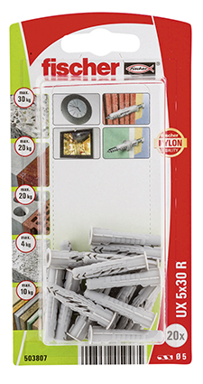 Taco universal fischer UX 5 x 30 R K con reborde