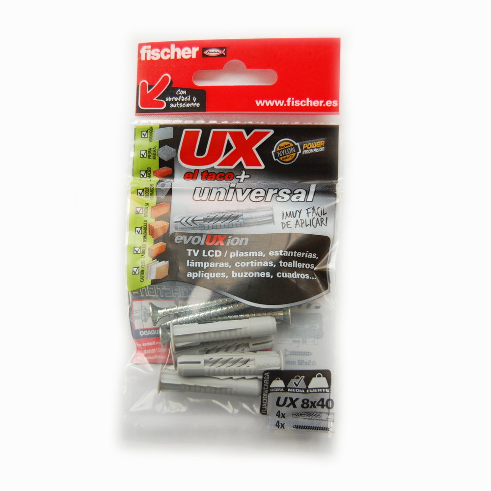 fischer Taco universal UX 8 x 40 R con borde y tornillo