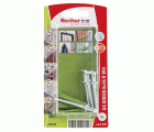 Taco universal fischer UX GREEN 6 x 35 R WH con reborde y alcayata SB-card