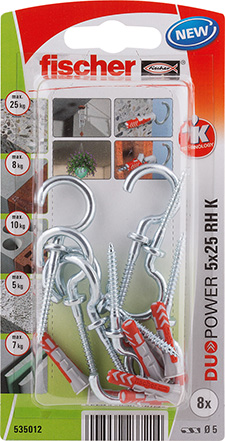 fischer DUOPOWER 5 x 25 RH con hembrilla abierta