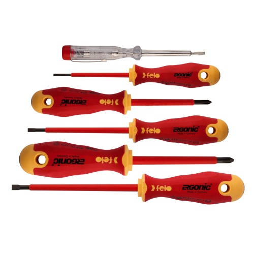 FELO JUEGO DE DESTORNILLADORES AISLADOS ERGONIC 6 pcs. SL/PH INCLUYE BUSCAPOLOS