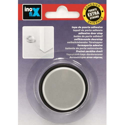 TOPE DE PUERTA ADHESIVO PLÁSTICO-METAL DECORADO / CROMO MATE
