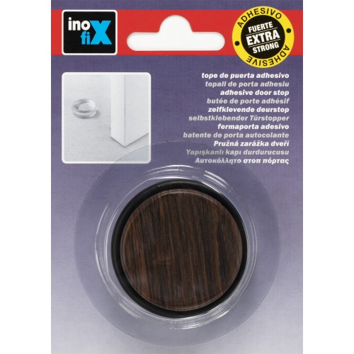 TOPE DE PUERTA ADHESIVO PLÁSTICO-METAL DECORADO / WENGUÉ AFRICANO