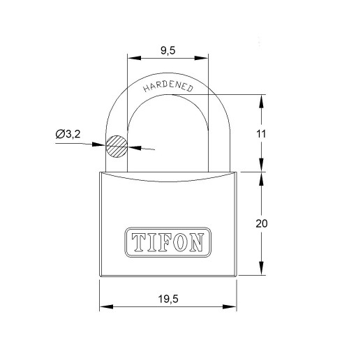 CANDADO TF20  - ARCO NORMAL - MEDIDA: 20 - CAJA