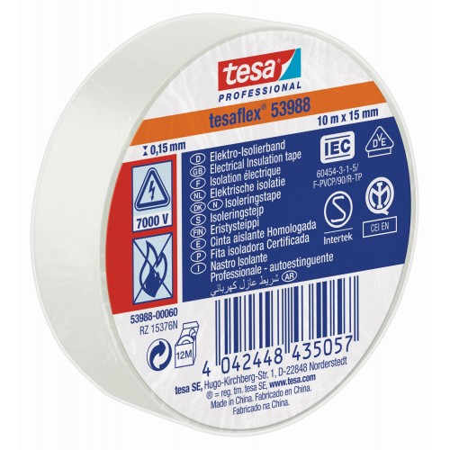 CINTA AISLANTE HOMOLOGADA 10 m x 15 mm BLANCO
