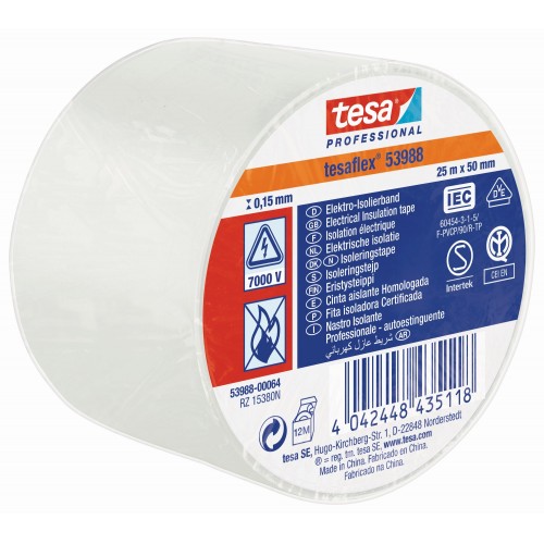CINTA AISLANTE HOMOLOGADA 25 m x 50 mm BLANCO