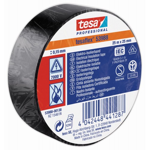 CINTA AISLANTE HOMOLOGADA 25 m x 25 mm NEGRO