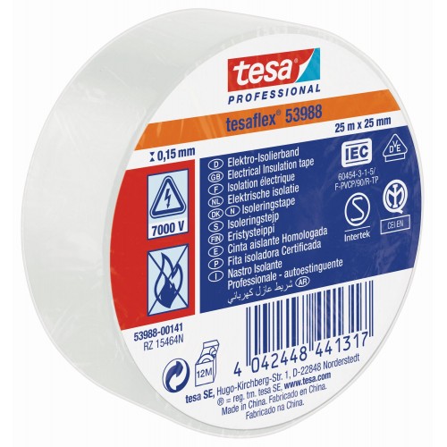 CINTA AISLANTE HOMOLOGADA 25 m x 25 mm BLANCO