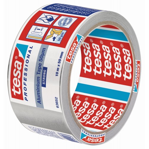 TESA CINTA DE ALUMINIO FUERTE 50 MICRAS 10 m x 50 mm CON PROTECTOR