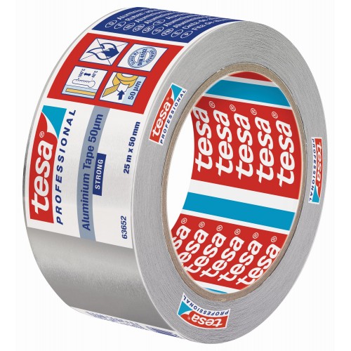 TESA CINTA DE ALUMINIO FUERTE 50 MICRAS 25 m x 50 mm CON PROTECTOR