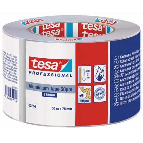 TESA CINTA DE ALUMINIO FUERTE 50 MICRAS 50 m x 75 mm CON PROTECTOR