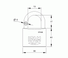 CANDADO K50AP - ALTURA DEL CUERPO: 40 mm - ALTURA DEL ARCO: 17 mm - Ø DEL ARCO: 8 mm - LUZ DEL ARCO: 13 mm - USO GENERAL CON PROTECTOR