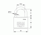 CANDADO K60AL - ALTURA DEL CUERPO: 46 mm - ALTURA DEL ARCO: 51 mm - Ø DEL ARCO: 9,5 mm - LUZ DEL ARCO: 35,5 mm