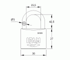 CANDADO INOX40AL - ALTURA DEL CUERPO: 32 mm - ALTURA DEL ARCO: 42,5 mm - Ø DEL ARCO: 6 mm - LUZ DEL ARCO: 23 mm