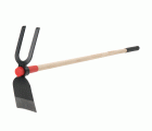 Azadilla forjada con sistema antigiro, cabeza de doble uso, azada y horquilla con mango de madera con certificado PEFC / HOE228AW