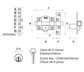 Cerrojo FAC 301LP/80 con sistema L