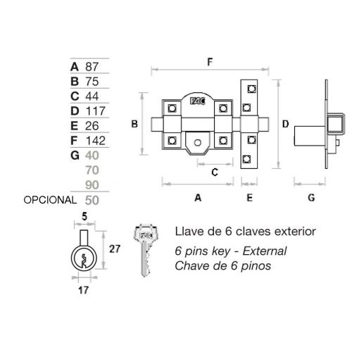 Cerrojo FAC 300R/80