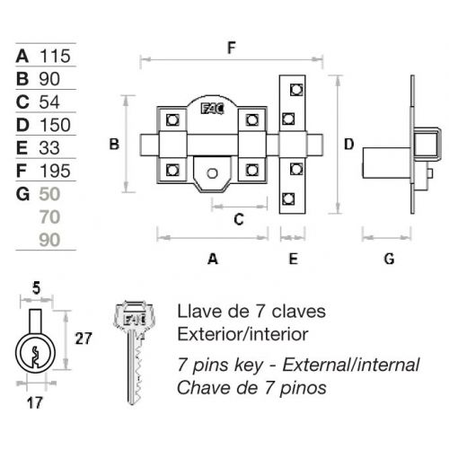 Cerrojo FAC 302T/115