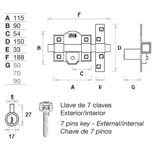 Cerrojo FAC 303T/115