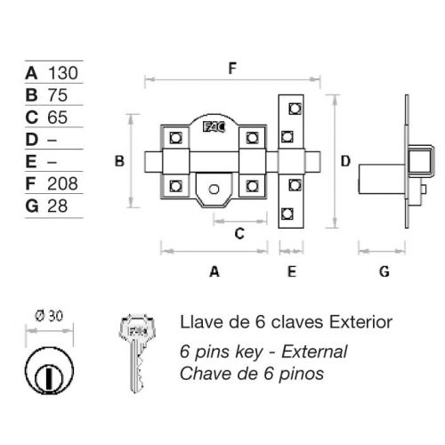 Juego de dos Cerrojo FAC 304