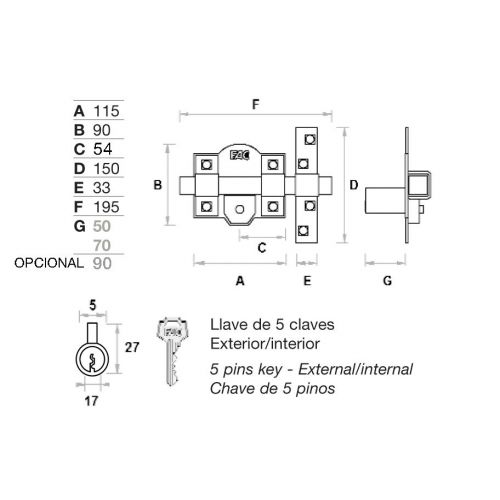 Cerrojo FAC 306L/115