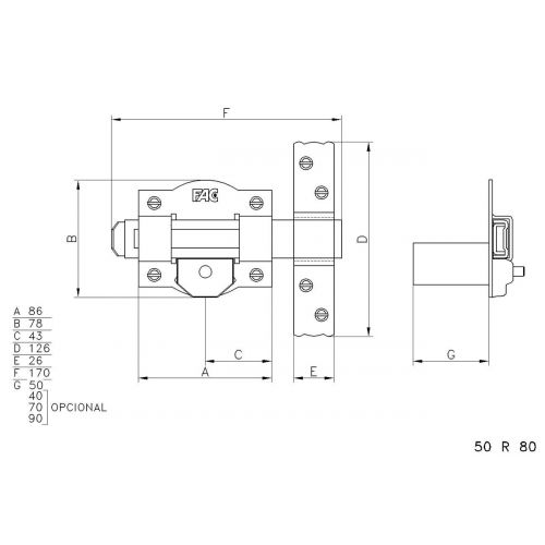 Cerrojo FAC 50R/trastero (galvanizado)