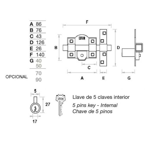 Cerrojo FAC 50R/80