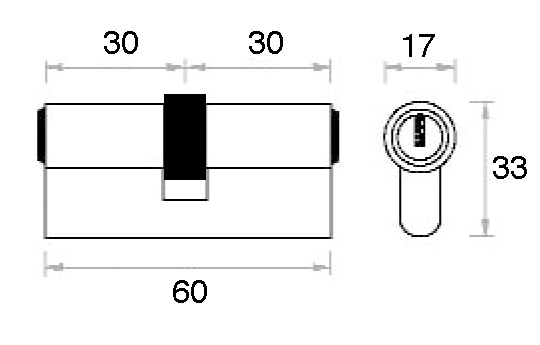 CILINDRO 503-504 30x30 NIQUEL