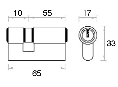 CILINDRO PRO 65 mm. P NIQUEL SAT. 55x10 15 CAJA